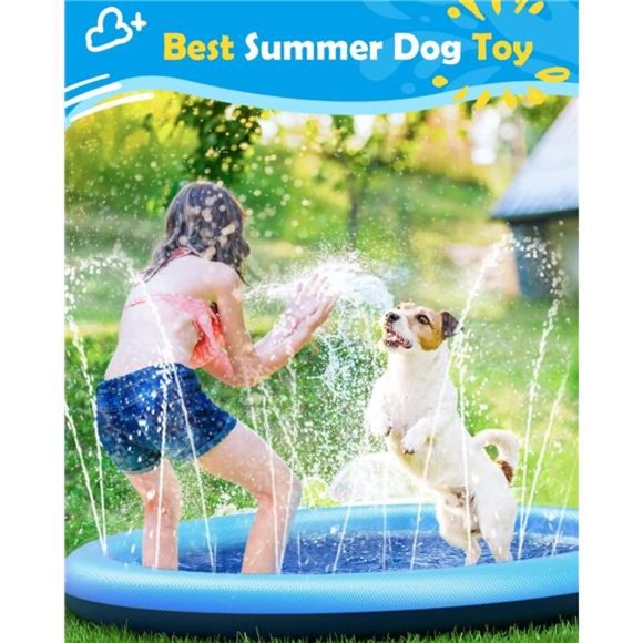 Dog Pool 67"Anti-Slip Dog Splash Pad for Large Dogs-BPA Free Thick Dog Sprinkler - Picture 2 of 6